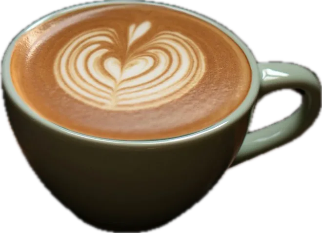 Un cappuccino dans une tasse verte