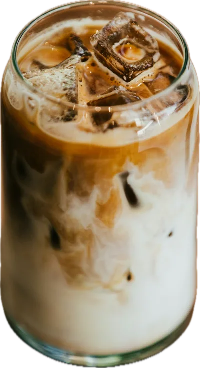 Un latte glacé dans un grand verre